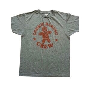 Cookie Baking Crew Ginger Bread Man Grey Womens T-shirt Size Medium #303C